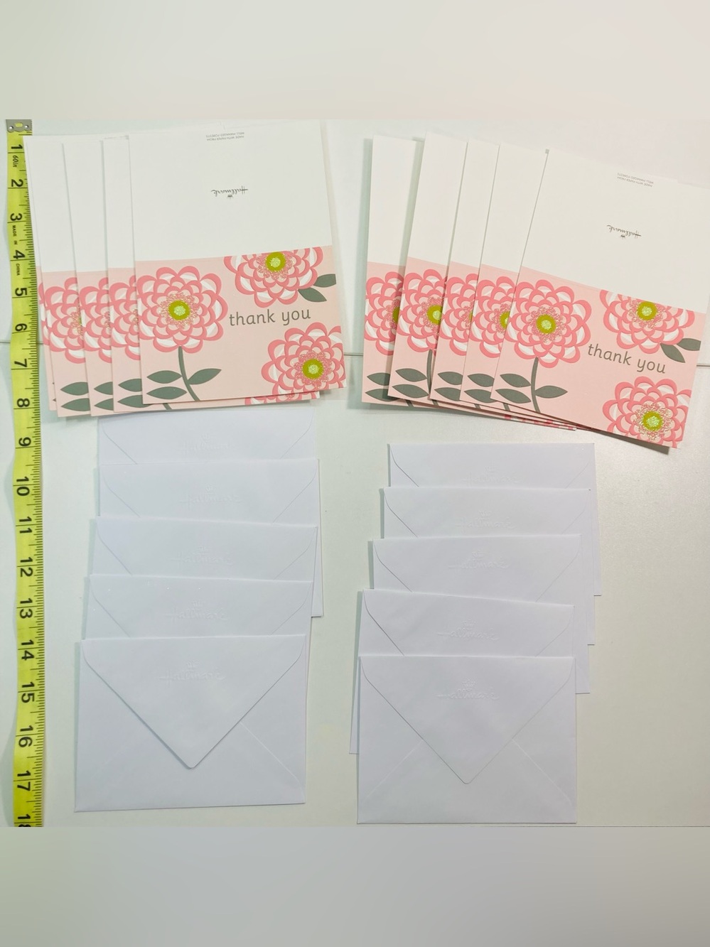 NEW 10 Hallmark Glitter Thank You Floral Note Cards with Envelopes 4” x 5.5”